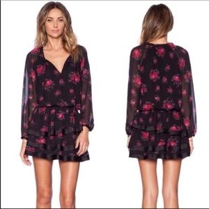 Sam Edelman Womens Small Floral Drop Waist Long Sleeve Dress